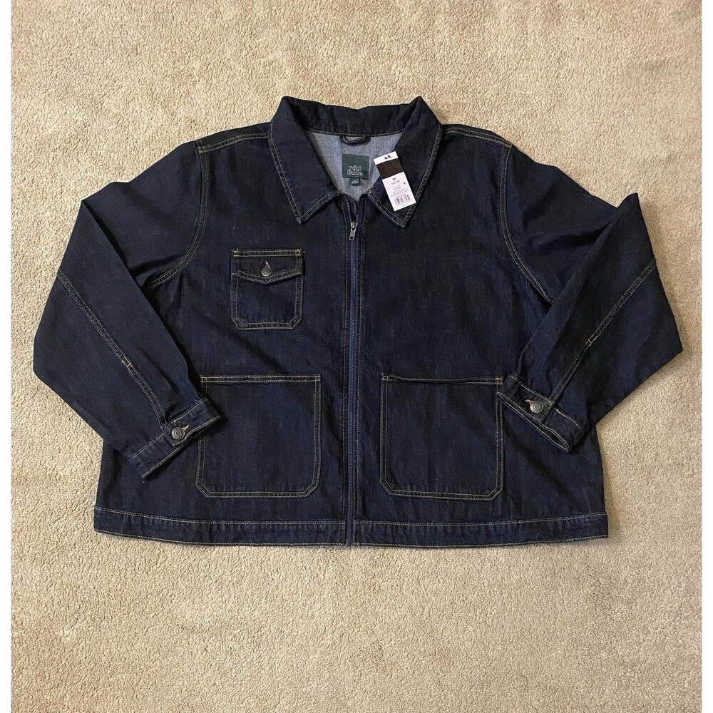 NWT Wild Fable Dark Wash Zip-Front Denim Utility Chore Barn Jacket Women Size 3X